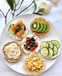 a plate with a variety of snacks on it